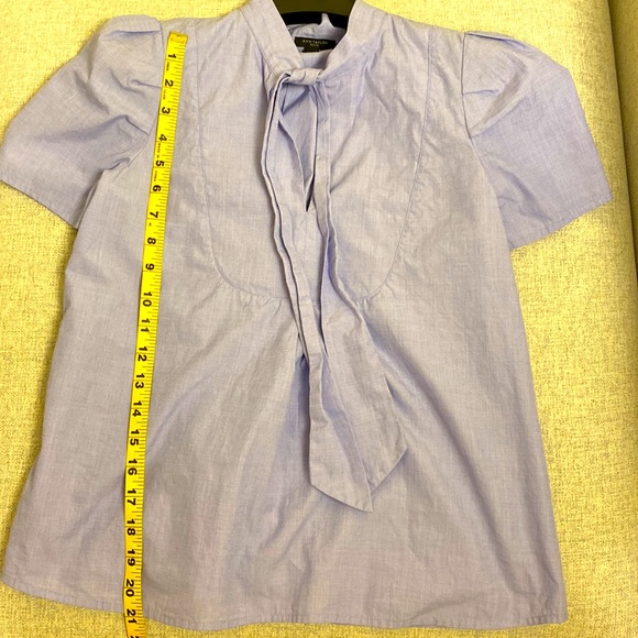 Ann Taylor Periwinkle Blouse with Pleats and Neck-tie - Picture 6 of 8